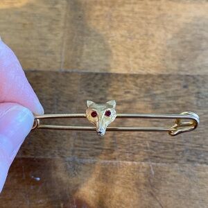 1/20 12K GF Vintage Fox Head Bar Brooch